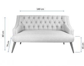 Canapea fixa Lamont, Zeon, 2 locuri, 140x74x80 cm, lemn, albastru inchis