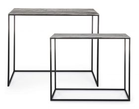 Set 2 console Tahir, Bizzotto, 100 x 29 x 82 cm, aluminiu/otel