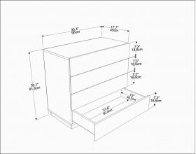 Dulap, Retricy, Lines, 90x45x81.6 cm, PAL, Alb