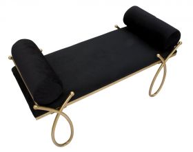 Bancheta Ribbon Black, Mauro Ferretti, 112.5 x 49 x 53 cm, fier/poliester