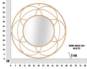 Oglinda decorativa Valencia, Mauro Ferretti, Ø 60 cm, ratan, maro