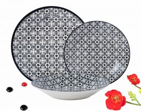 Serviciu de masa Rania, Heinner, 18 piese, ceramica, alb/albastru