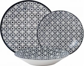 Serviciu de masa Rania, Heinner, 18 piese, ceramica, alb/albastru
