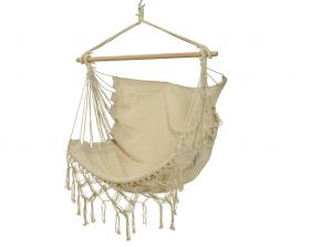 Hamac tip scaun Boho, Decoris, 30x130x100 cm, bumbac, crem