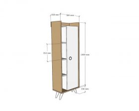 Bufet Ilgim, Puqa Design, 50x31.8x140 cm, natural/alb