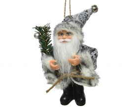 Decoratiune Santa branch, Decoris, 8x4x13 cm, poliester, gri