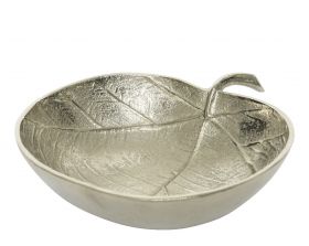 Bol decorativ Leaf, Decoris, 22x19x5.5 cm, aluminiu, argintiu