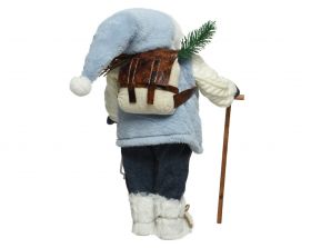 Decoratiune Santa w stick &amp;lantern, Decoris, 16x21x45 cm, poliester, albastru