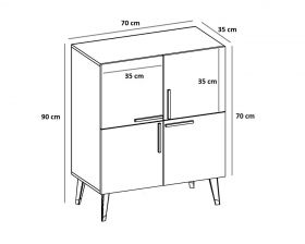 Consola, Olivia, Makro, 70 x 90 x 35 cm, pal melaminat, nuc