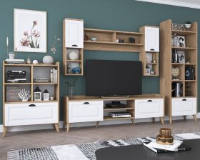 Mobilier living, Wren, AA101 - 2557, 4 corpuri, pal melaminat, alb/nuc