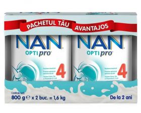 Pachet Nan 4 Optipro +2 ani, 2 x 800g, Nestle