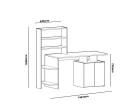 Birou Melis, Arnetti, 146.3x60x73.8 cm, PAL, maro/alb