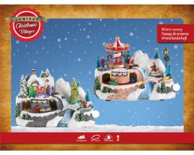 Decoratiune luminoasa House with xmas tree, Lumineo, 15x24x16 cm, plastic, multicolor