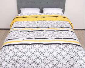 Pilota de iarna matlasata Caliope Somnart, 180x200 cm, policotton imprimat, sezon rece, 400 g/mp