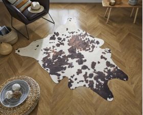 Covor FAUX ANIMAL COW PRINT, 155x195 cm, 100% poliester, Alb/Negru