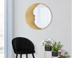 Oglinda decorativa Moon, Mauro Ferretti, Ø 72.5 cm, fier, auriu