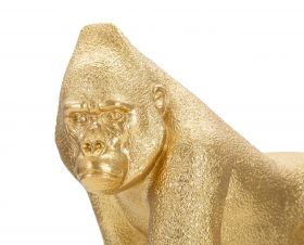 Decoratiune, Mauro Ferretti, Gorilla Front, 29.7 x 11.5 x 21.8 cm, polirasina, auriu