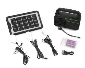 Kit solar GD-8081 cu lampa multifunctionala panou solar si 3 Becuri