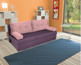 Canapea extensibila Alfi 192x80x77 cm cu lada de depozitare, Purple/Pink Flamingo