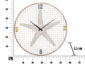 Ceas de perete Starfish, Mauro Ferretti, Ø 57 cm, fier, alb