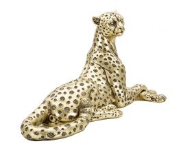 Decoratiune, Mauro Ferretti, Leopard, 27.3 x 10.3 x 13.9 cm, polirasina, auriu/negru