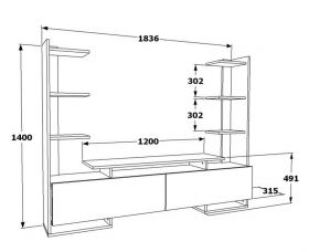 Comoda TV, Zena Home, Ava, 183.6x140x31.7 cm, PAL, Stejar alb