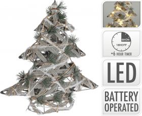 Decoratiune luminoasa Tree, 40x11x40 cm, metal/plastic/ratan