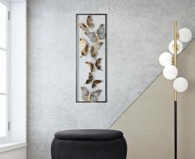 Decoratiune de perete Butterflies, Mauro Ferretti, 31x90 cm, fier, negru/argintiu