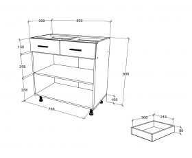 Corp Baza Karo, 2 Sertare, 2 Usi, Alb, 80 x 50 x 80 cm