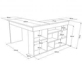 Birou CT5 - AW, Locelso, 129x120x72 cm, PAL, natural/alb