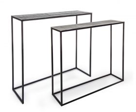 Set 2 console Tahir, Bizzotto, 100 x 29 x 82 cm, aluminiu/otel