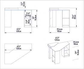 Birou, Retricy, Floating, 120x90x76.8 cm, PAL, Alb