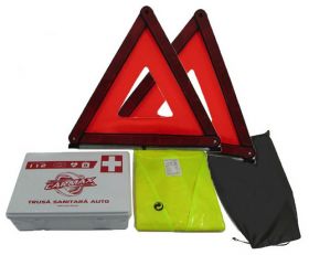 Kit AUTO: 1 X Trusa Medicala 2 x Triunghi Reflectorizant 1 X Vesta