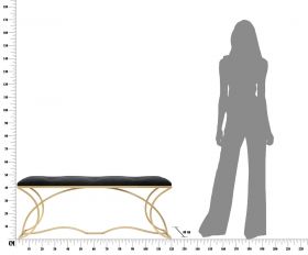 Bancheta Sunshine, Mauro Ferretti, 120x40x45 cm, catifea, negru/auriu