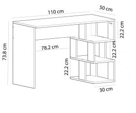 Birou, Olivia, Dardanos, 110 x 73.8 x 50 cm, pal melaminat, alb/stejar