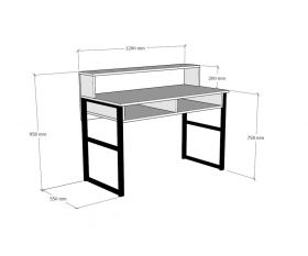 Birou, Puqa Design, Kemo, 120 x 95.8 x 55 cm, pal melaminat/metal, nuc/negru