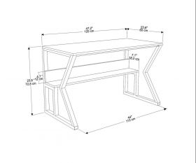 Birou, Zena Home, Wake, 120x72.8x60 cm, PAL, Alb/Auriu