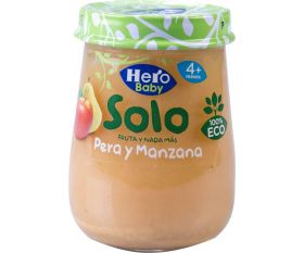 Piure Solo cu pere si mere, eco-bio, peste 4 luni, 120g, Hero Baby