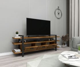 Comoda TV, Woodface, Lucca, 148 x 47 x 29.5 cm, lemn solid de pin, maro