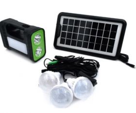 Kit solar GD-17 cu lampa multifunctionala panou solar si 3 Becuri