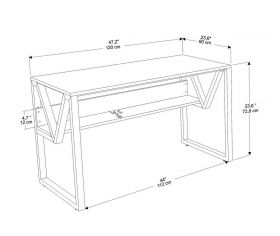 Birou, Zena Home, Lona, 120x72.8x60 cm, PAL, Alb/Auriu