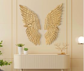 Set 2 decoratiuni de perete, Wings Beauty, Mauro Ferretti, 37 x 100 cm, fier, auriu