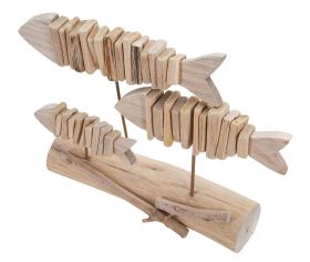 Decoratiune Fish Nature, Mauro Ferretti, 37x10x24 cm, lemn de tanoak, natural