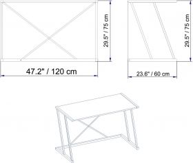 Birou, Hadley, Anemon, 120x75x60 cm, Nuc / Negru