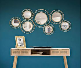 Decoratiune de perete Mirrors Gold, Mauro Ferretti, 124.5x53.5 cm, fier, auriu