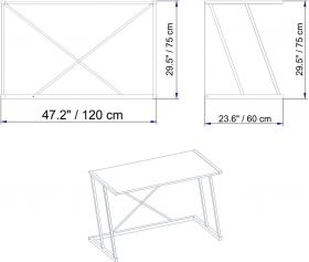 Birou Anemon, Hadley, 120x60x75 cm, PAL, alb/auriu