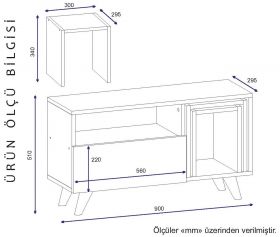 Comoda TV cu masuta Novella K2, Furny Home, 90x29.5x51 cm, alb/bej