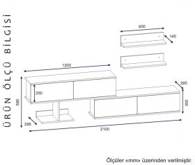 Comoda TV cu 2 rafturi Maximusa, Furny Home, 210x29.5x59 cm, alb/bej