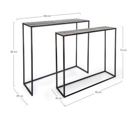 Set 2 console Tahir, Bizzotto, 100 x 29 x 82 cm, aluminiu/otel