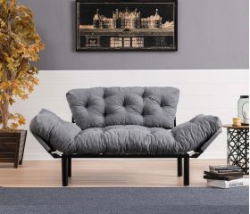 Canapea extensibilă cu 2 locuri, Futon, 859FTN1218, Metal, Gri